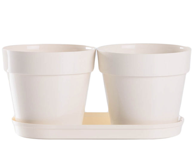 Saksije za cveće sa tacnom Frajle Mix and Play Bela - dodatni pogled