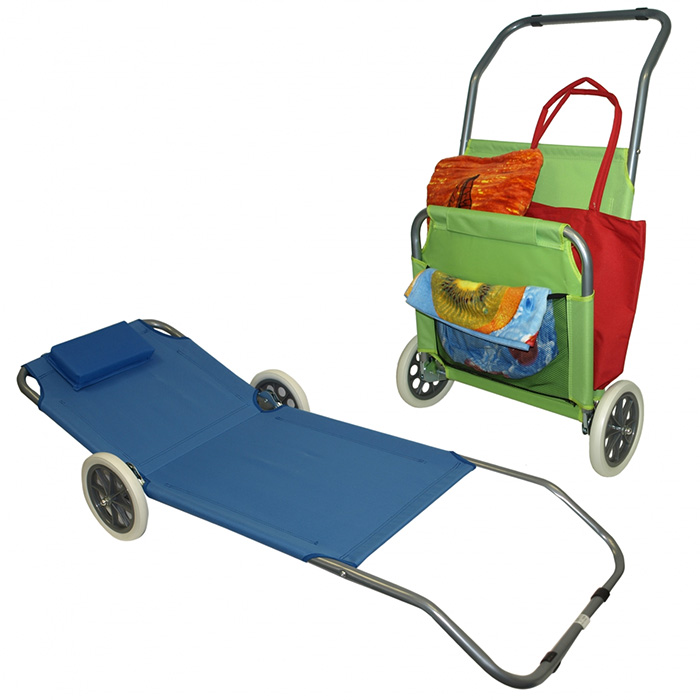 Mala sklopiva ležaljka sa točkovima u plavoj boji 146 x 53 cm - dodatni pogled