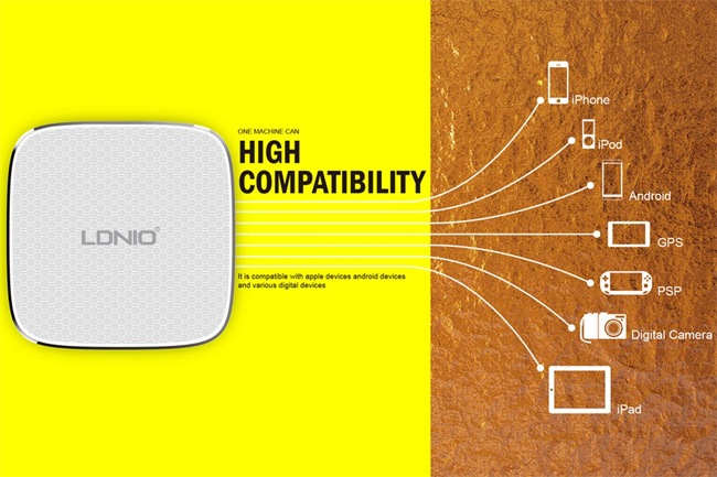 Stoni USB punjač sa 6 portova za baterije prenosnih uređaja Ldnio A6704 - dodatni pogled