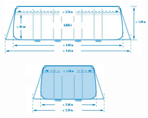 Pravougaoni nadzemni bazen 4 x 2 x 1 m sa pumpom i merdevinama Intex Prism Frame 26788 - dodatni pogled