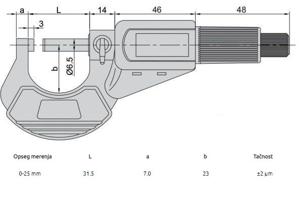 Unior Digitalni mikrometar za spoljno merenje 0-25 mm 3109-25B - dodatni pogled