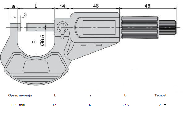 Unior Digitalni mikrometar za spoljno merenje 0-25 mm 3109-25A - dodatni pogled