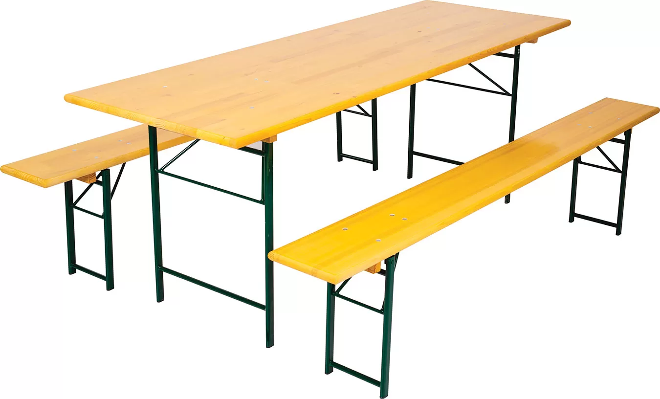Pivska Garnitura - 2 Klupe i Sto - Metal - Drvo 200x80 cm