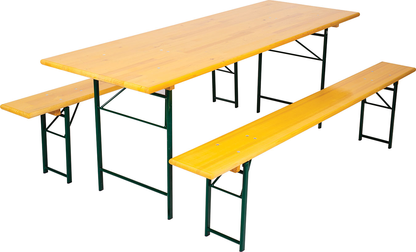 Pivska Garnitura Za Sedenje - 2 Klupe i Sto - Metal - Drvo 220x90cm - dodatni pogled