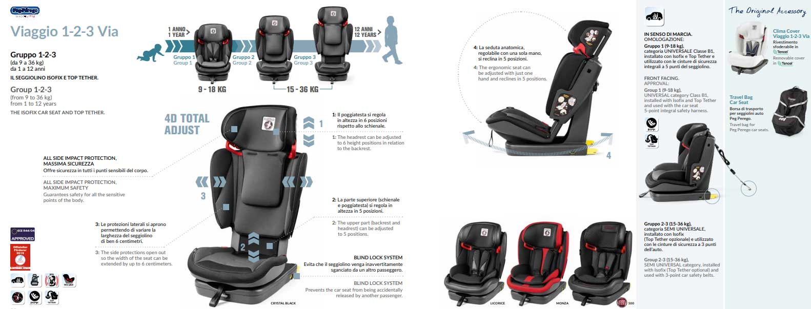PEG PEREGO Autosedište VIAGGIO 1-2-3 VIA 9-36kg Crystal Black - dodatni pogled