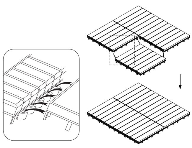 Drvena podna obloga od 9 elemenata 90x90cm - dodatni pogled