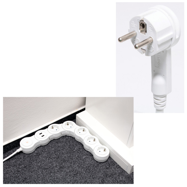 Zglobni produžni kabl sa 5 utičnica +USB 1.4m 3.5kW NVH05K/USB - dodatni pogled