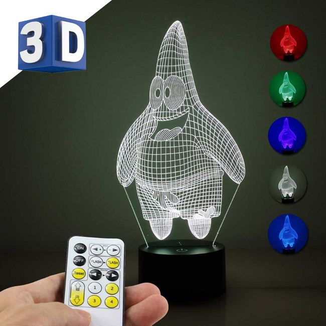 3D LED RGB lampa sa promenljivom bojom svetlosti Patrik - dodatni pogled