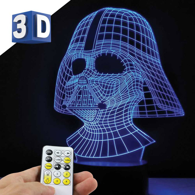 3D LED RGB lampa sa promenljivom bojom svetlosti Darth Vader - dodatni pogled