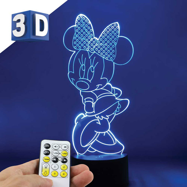3D LED RGB lampa sa promenljivom bojom svetlosti Minnie Mouse - dodatni pogled