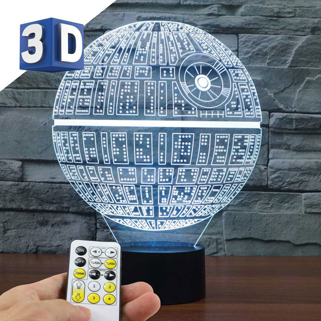 3D LED RGB lampa sa promenljivom bojom svetlosti Death Star - dodatni pogled