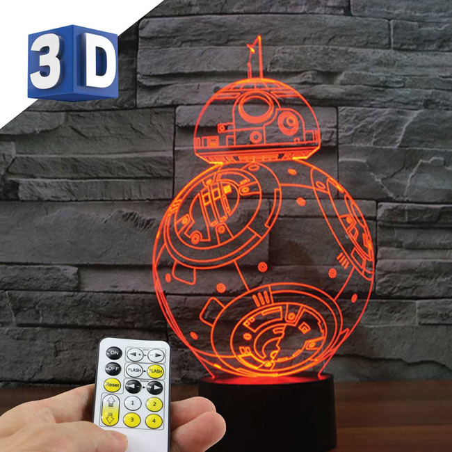 3D LED RGB lampa sa promenljivom bojom svetlosti BB8 - dodatni pogled