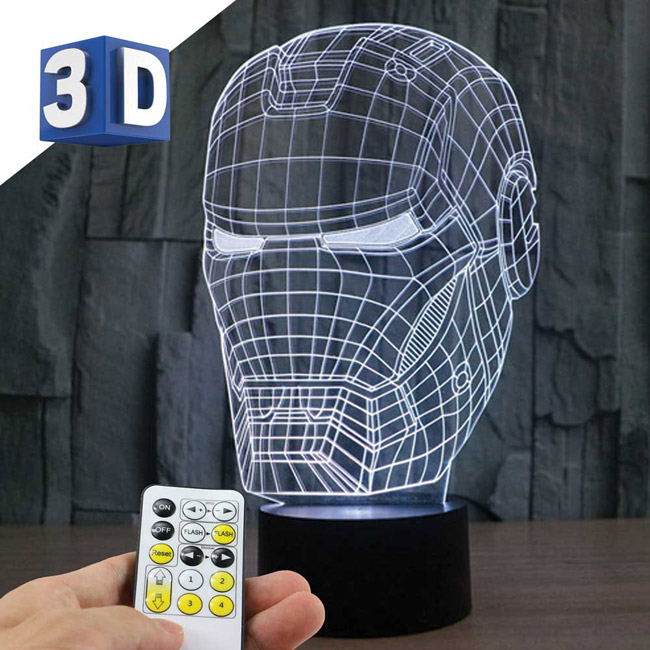 3D LED RGB lampa sa promenljivom bojom svetlosti Iron Man - dodatni pogled