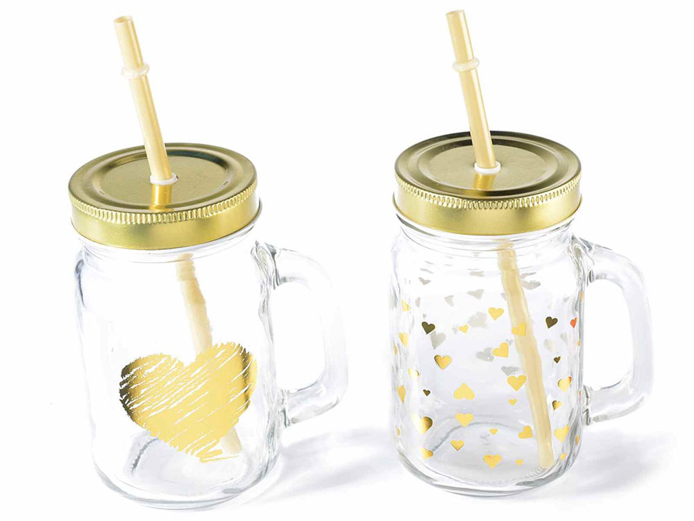 Gold čaša sa slamkom mala srca - dodatni pogled