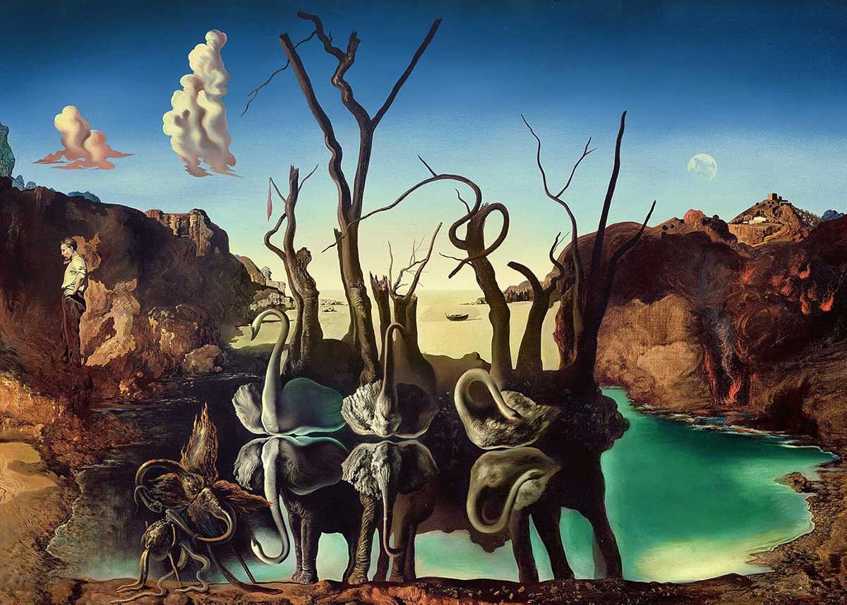 Puzzle 1000 delova Salvador Dali Slonovi koji se ogledaju u labudovima Ravensburger 17180 - dodatni pogled
