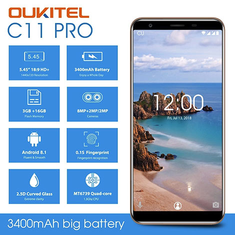Mobilni telefon Oukitel C11 Pro Black 16GB 3GB - dodatni pogled