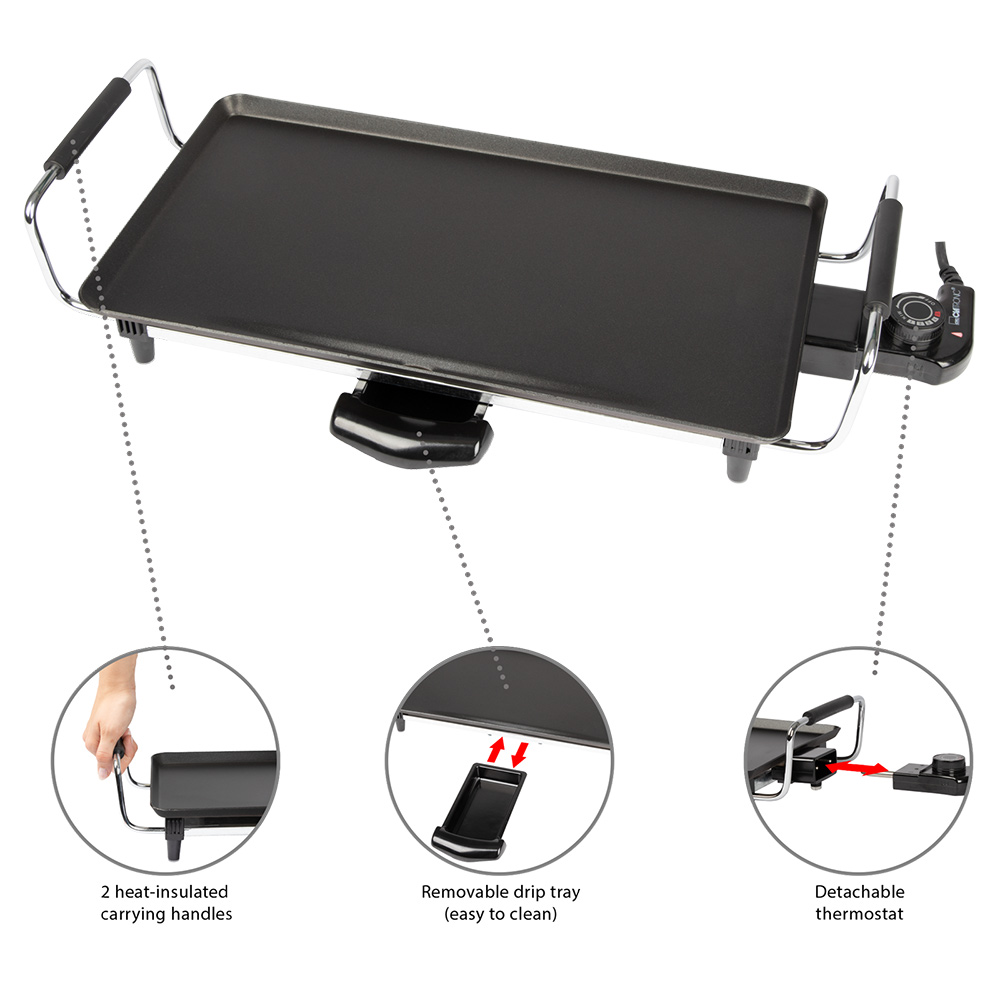 Clatronic grill ploča Tyg 3608 Crna, 2000 W - dodatni pogled