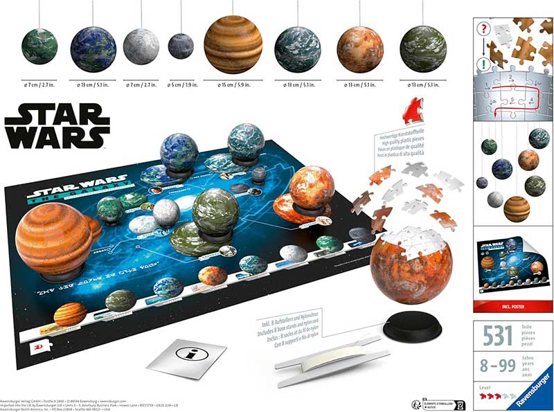 3D Puzzle Planete Star Wars galaksije 531 deo Ravensburger 11577 - dodatni pogled