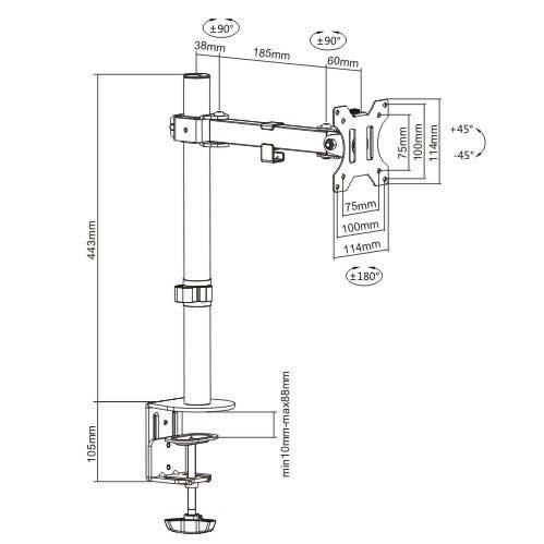 Stoni zglobni nosač za monitor 13-32 inča Kettz SN-M030 - dodatni pogled