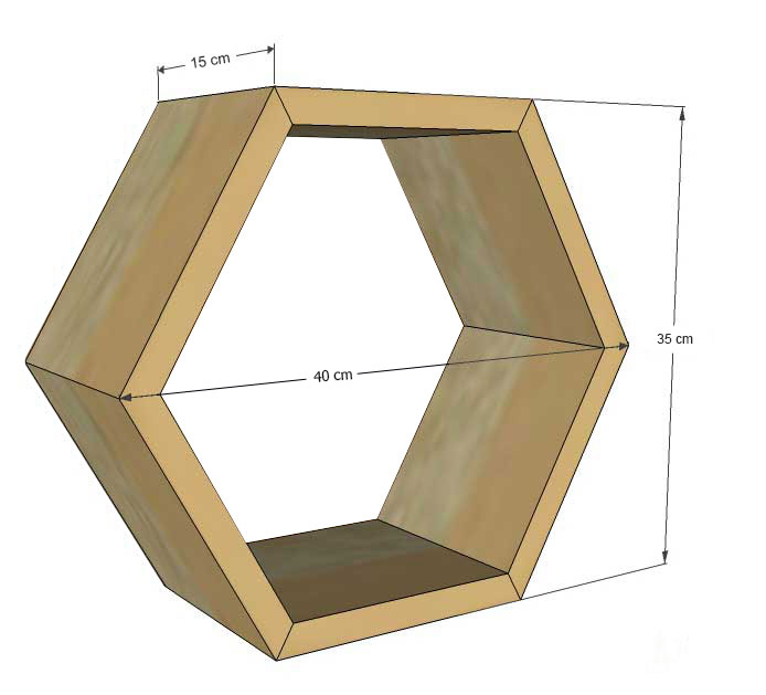 Zidna polica Heksagon natur 1 komad - dodatni pogled