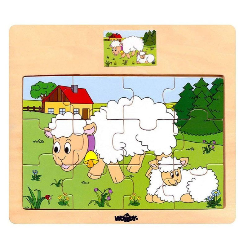 WOODY Puzzle Set 6 motiva DOMAĆE ŽIVOTINJE 12 delova 93010 - dodatni pogled