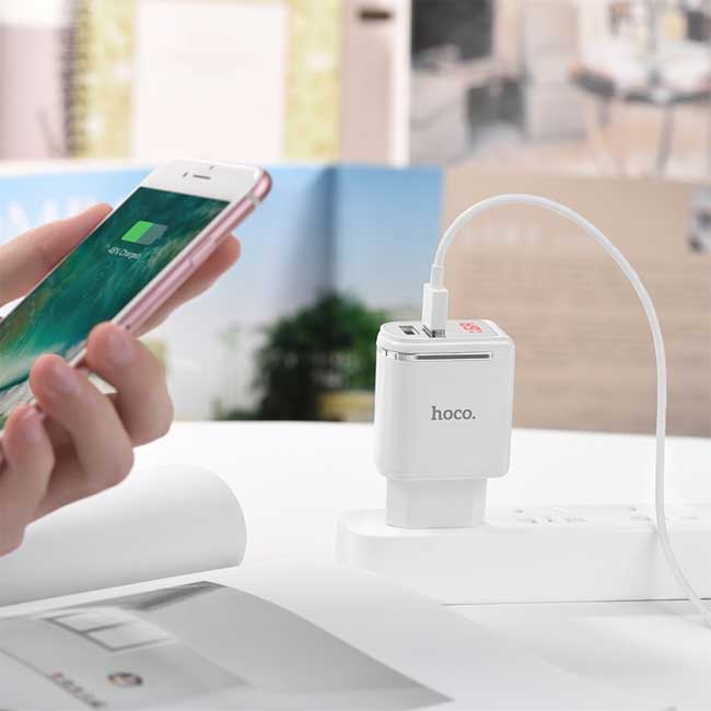 Zidni USB punjač Hoco C39A dual-port White - dodatni pogled