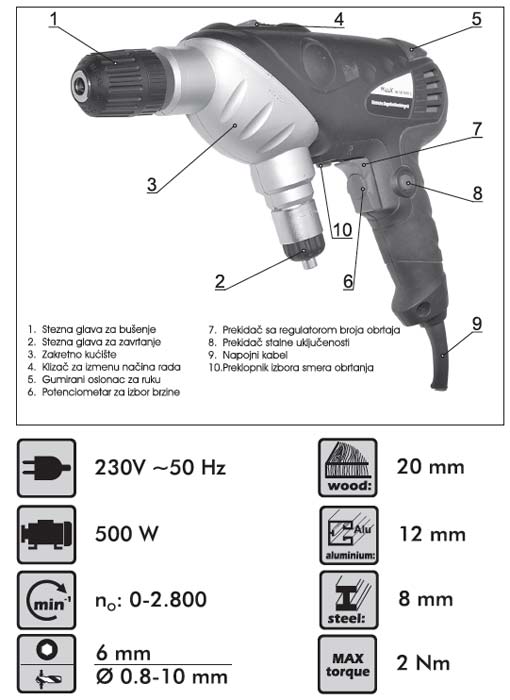 Specijalna bušilica WSB500C 71050100 - dodatni pogled