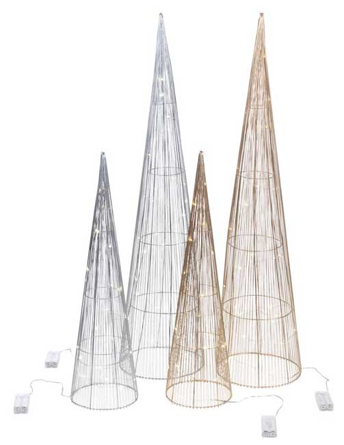 Novogodišnje svetleće jelke 2kom. Na baterije Srebrne - dodatni pogled