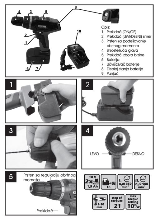 Aku bušilica WAS18-2 sa dve baterije 71211804 - dodatni pogled