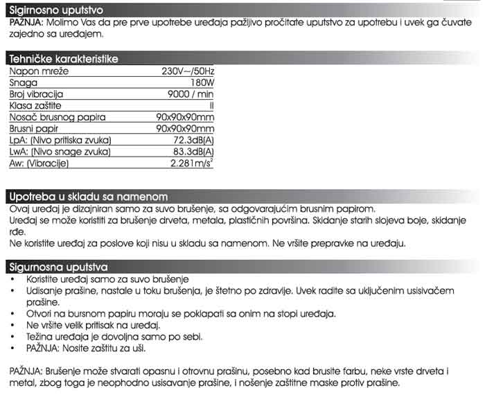 Vibraciona brusilica WDS130 Trouglasta 72213000 - dodatni pogled