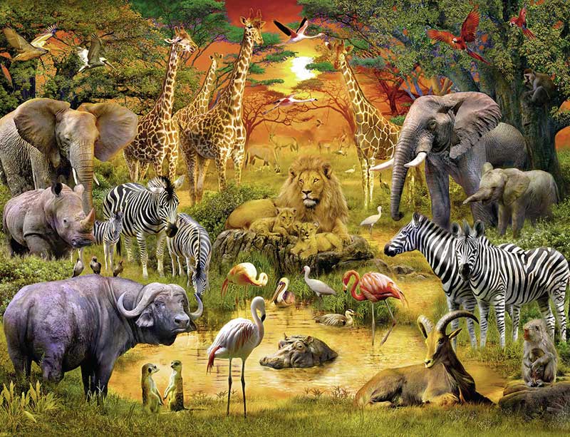 Ravensburger Slagalica 2000 delova - Okupljanje životinja na pojilu 16702 - dodatni pogled