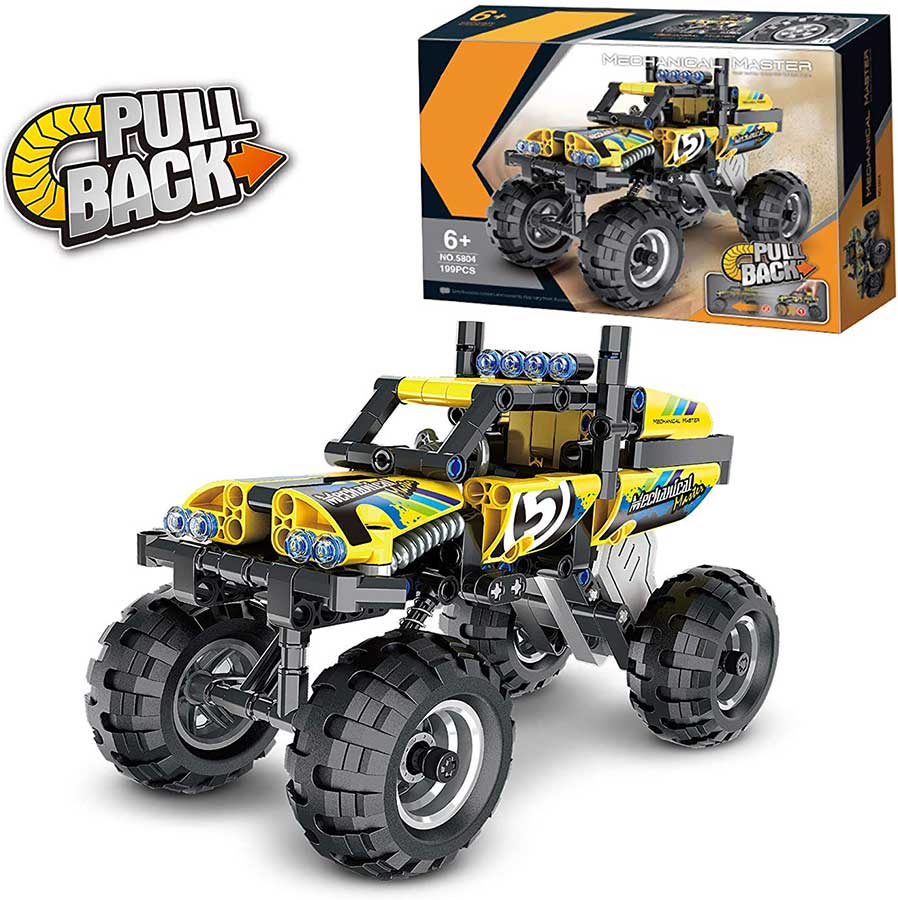 Mechanical Master 3D Quad No.5804 - Educational STEM Pull Back Building Blocks Car Toy - SASTAVLJIVI KVAD žuti 59132 - dodatni pogled