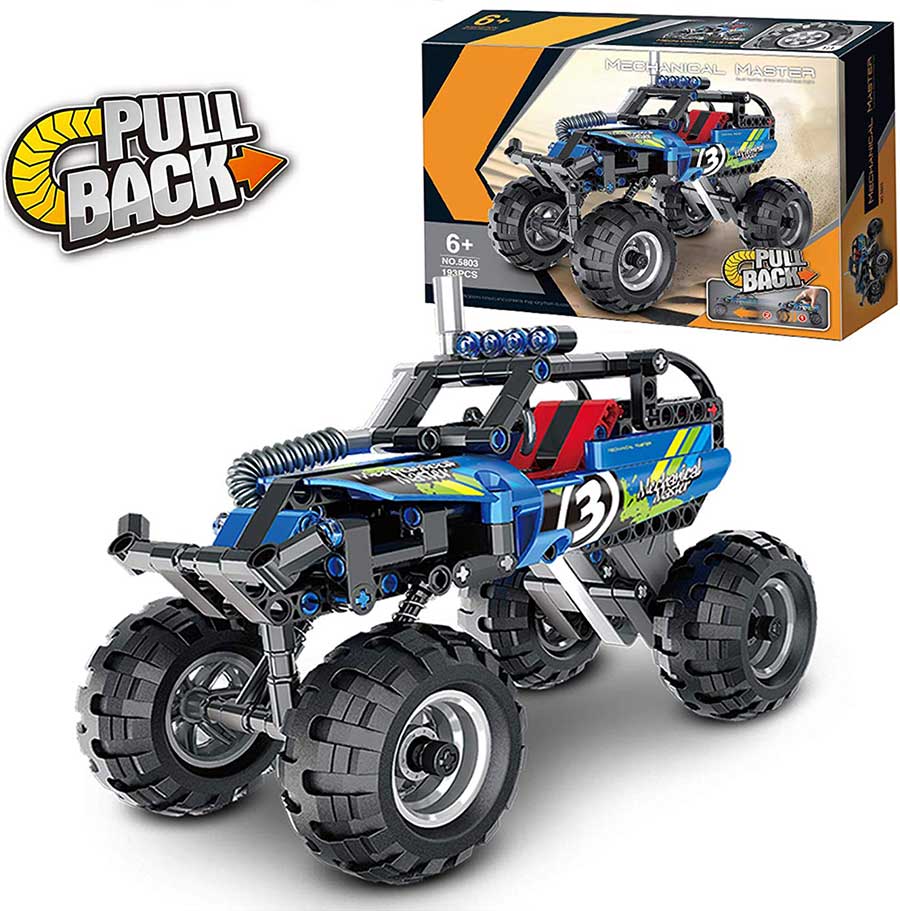 Mechanical Master 3D Quad No.5803 - Educational STEM Pull Back Building Blocks Car Toy - SASTAVLJIVI KVAD plavi 59131 - dodatni pogled