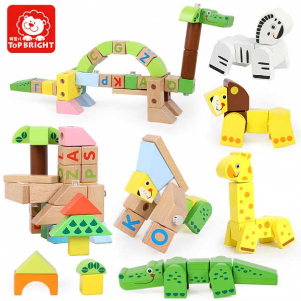 Top Bright Drveni blokovi za igru Divlje životinje - dodatni pogled