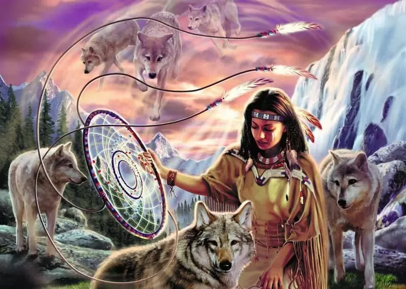 Puzzle slagalica 1000 delova Indijanka i hvatač snova Ravensburger 12000624