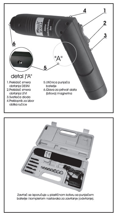 Akumulatorki odvrtač - bušilica WAS3.6 71303600 - dodatni pogled