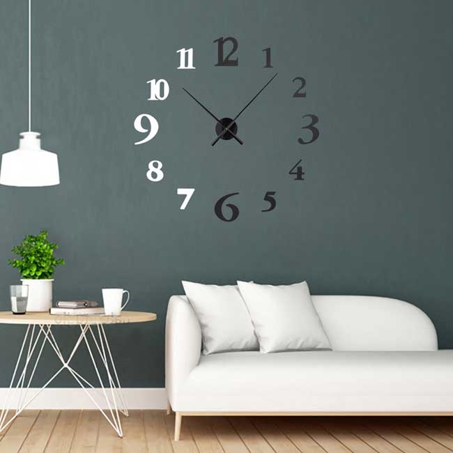 3D Veliki samolepljivi zidni sat T4345WB - dodatni pogled