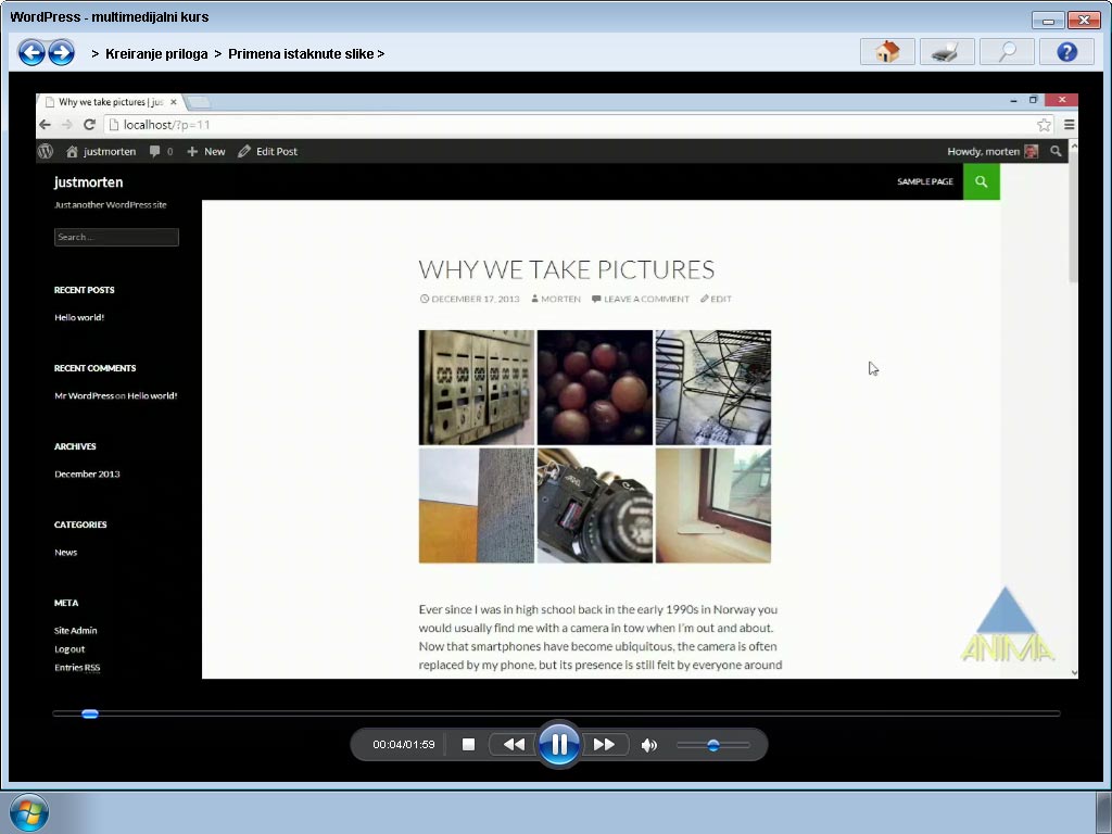 Multimedijalni kurs WordPress - dodatni pogled
