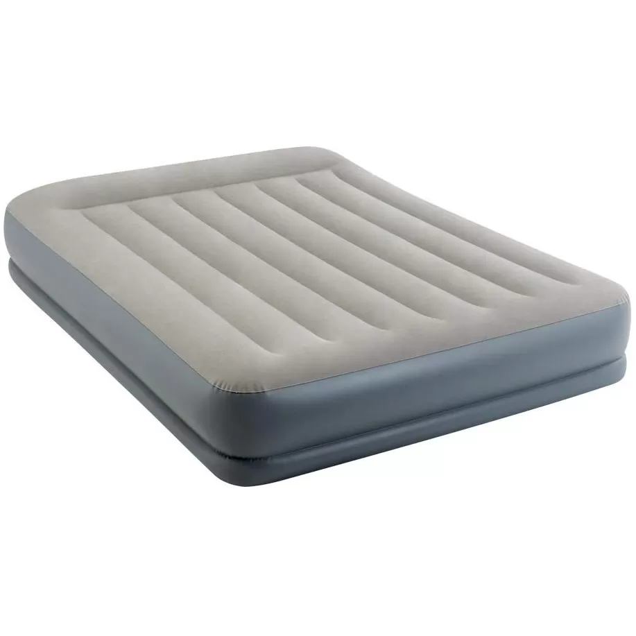 Intex 64118 Dura-Beam Mid-Rise Krevet Na Naduvavanje 152x203x30 cm Sa Električnom Pumpom i Uzglavljem