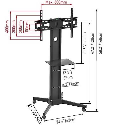 Podni nosač za televizore dijagonale do 70 inča Barkan SW401.B - dodatni pogled