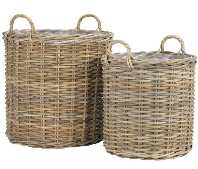 Dve dekorativne korpe sa rukohvatima za saksije sa cvećem - dodatni pogled