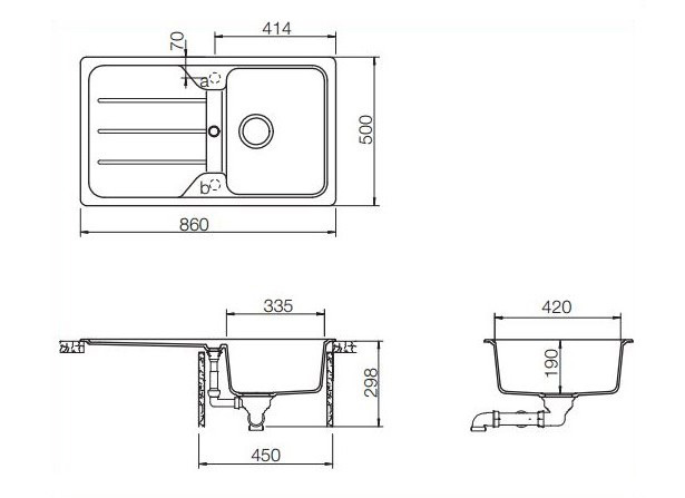 Formhaus granitna sudopera  D - 100 crna - dodatni pogled