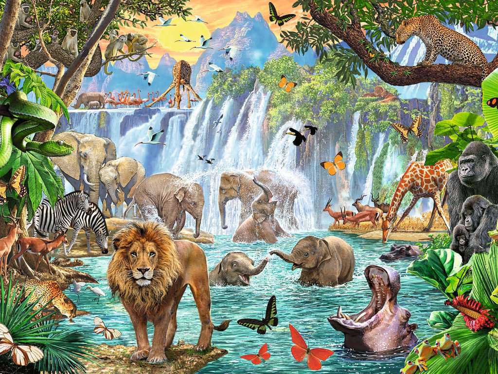 Puzzle Slagalica 1500 delova Safari na vodopadima Ravensburger 16461 - dodatni pogled