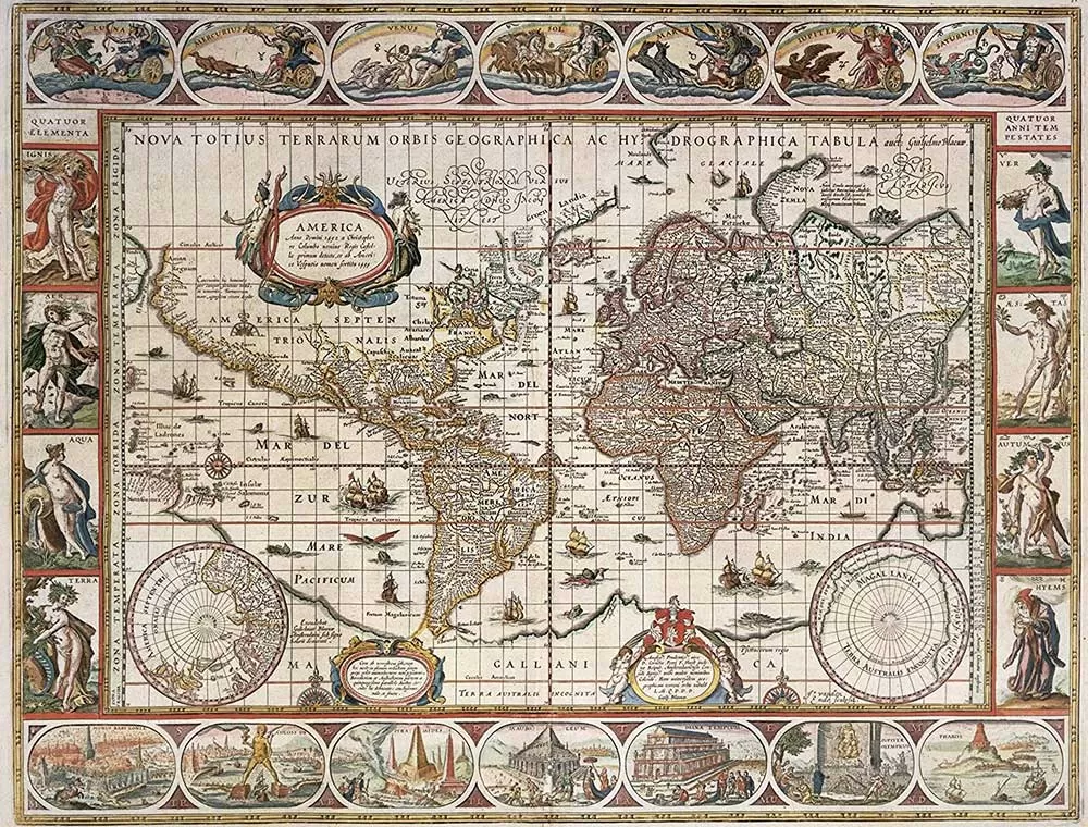 Puzzle Slagalica 2000 delova Mapa sveta iz 1650. Ravensburger 16633