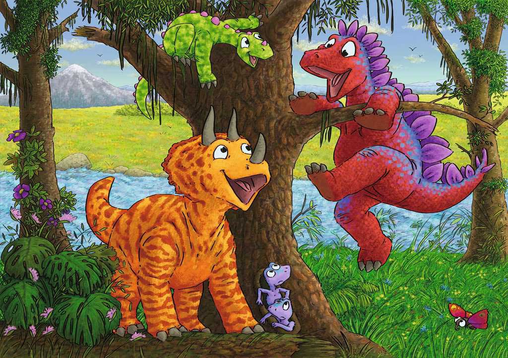 Puzzle 2x24 dela Dinosaurusi se igraju Ravensburger 05030 - dodatni pogled