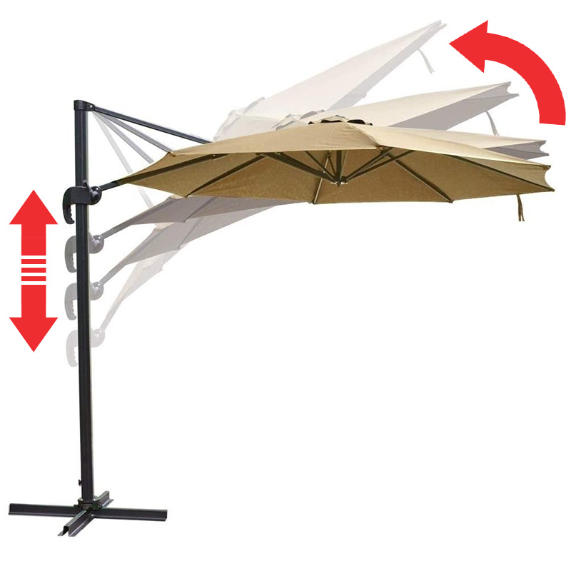 Bočni suncobran sa podesivim nagibom i rotacijom 360 stepeni - dodatni pogled