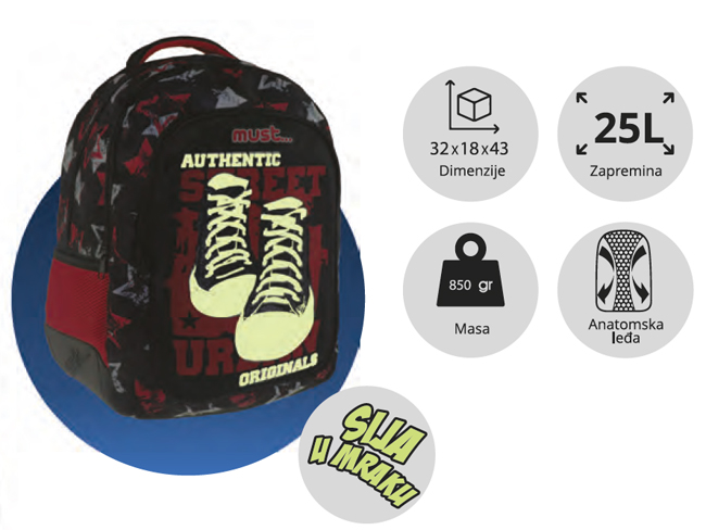 Ranac Must Glow Shoe 579789 Svetli u mraku - dodatni pogled