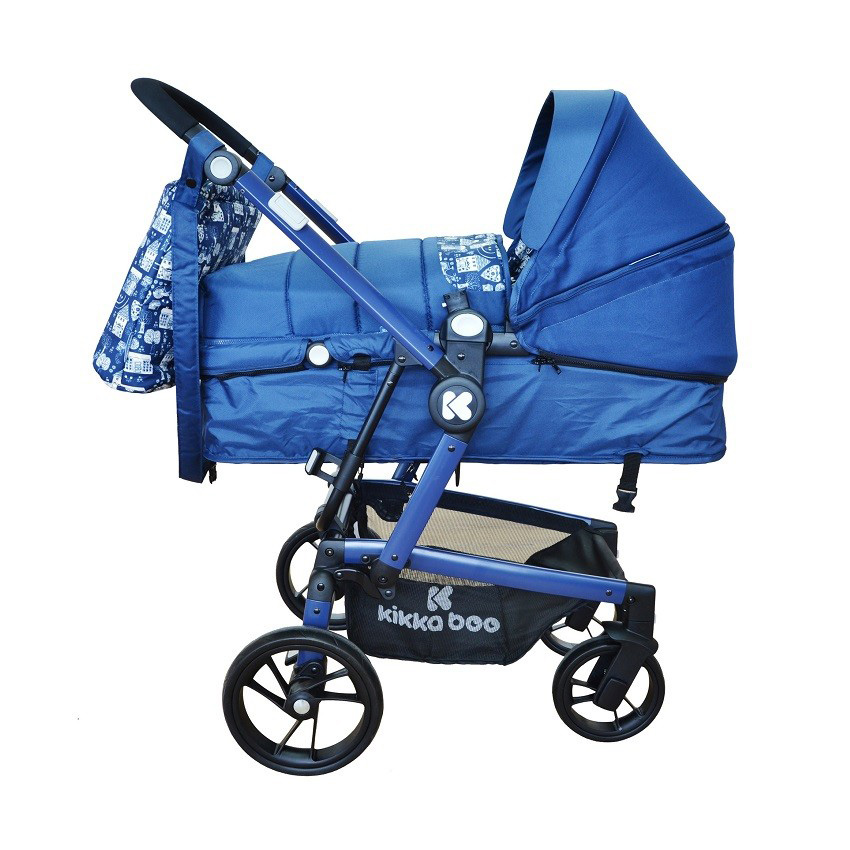 KIKKA BOO Kolica za bebe JASPER 2 u 1 sa reverzibilnim sedištem Houses Blue 31001020025 - dodatni pogled