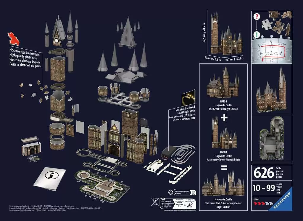 Zamak Hogvorts - Astronomska kula sa osvetljenjem Harry Potter™ 3D Puzzle Ravensburger 11551