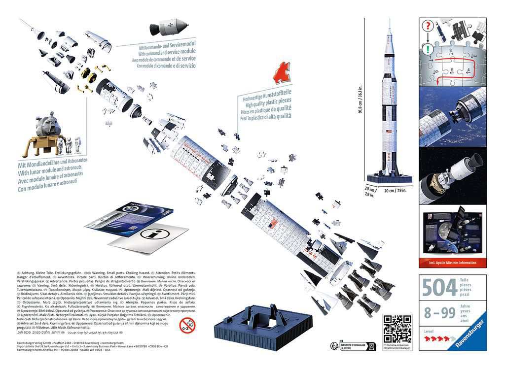 Svemirska raketa Apolo Saturn V 3D Puzzle Ravensburger 11544 - dodatni pogled